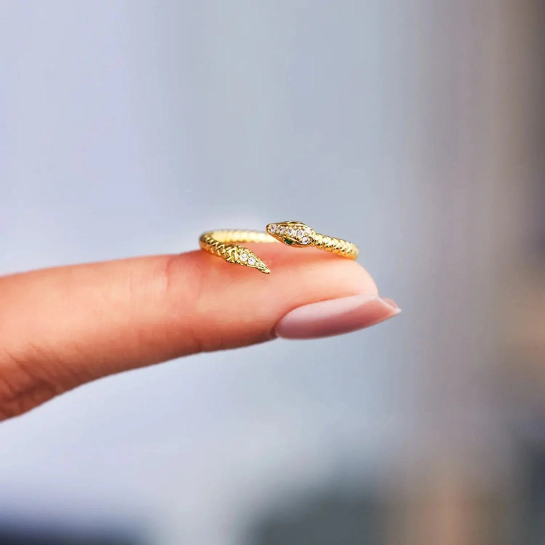 Lovcia Snake Shape 18K Gold-Plated Bypass Ring-Rings-Gold-One Size-Gold
