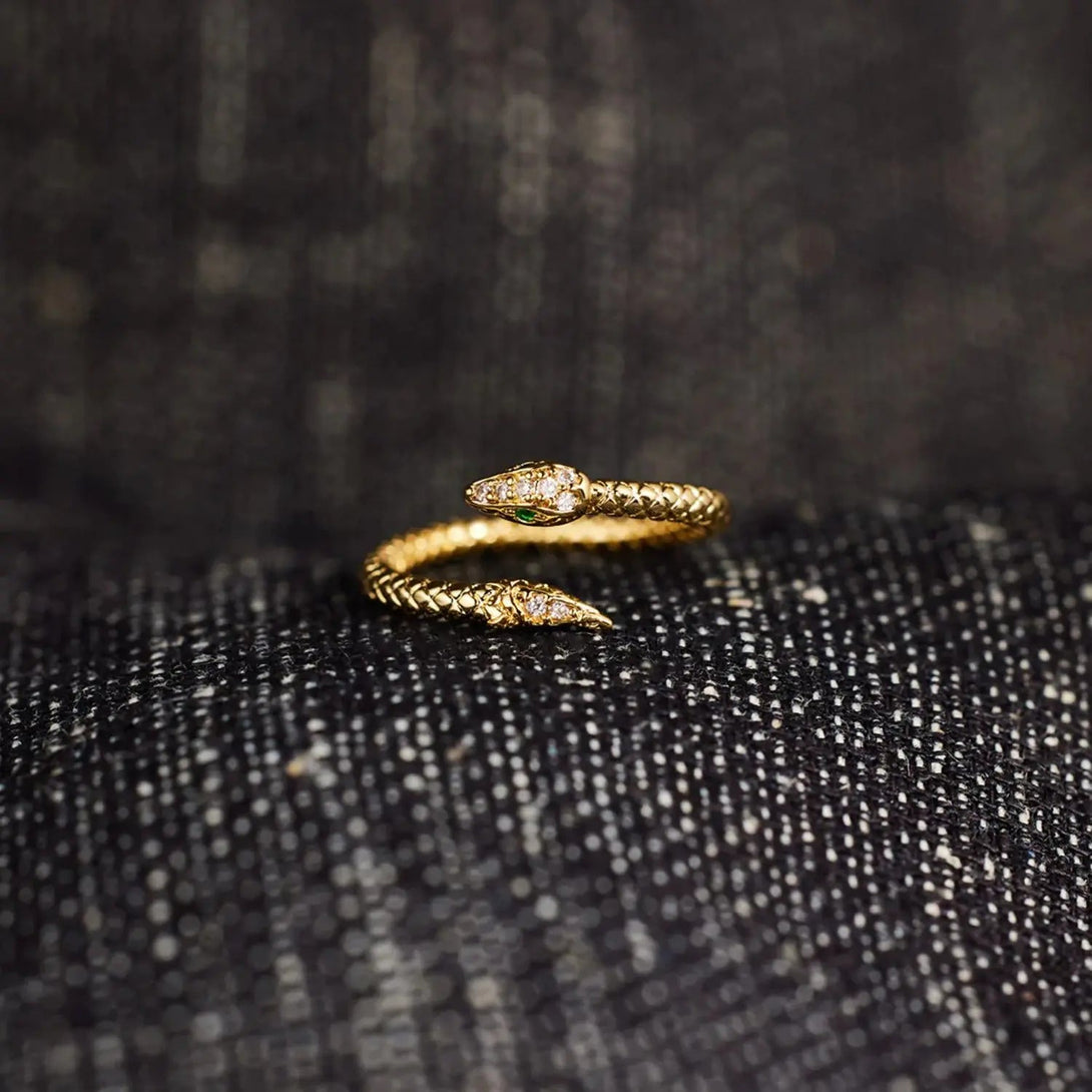 Lovcia Snake Shape 18K Gold-Plated Bypass Ring-Rings-Gold-One Size-Gold
