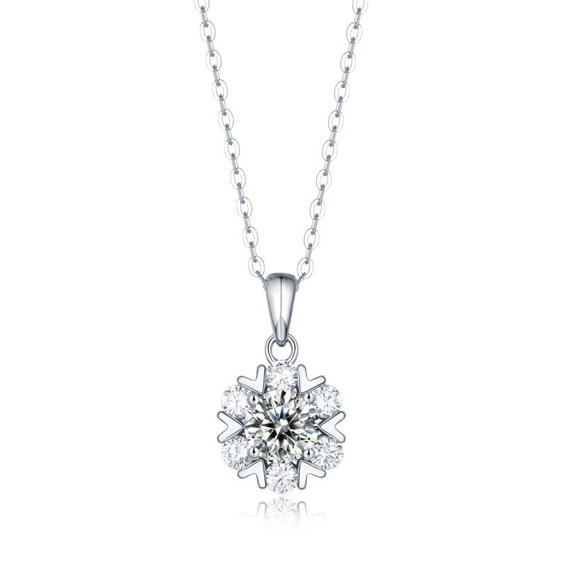 Lovcia Snowflake Moissanite CZ Necklace 1ct Sterling Silver-Necklaces-5 ct ( Certificate Included )-5 ct ( Certificate Included )