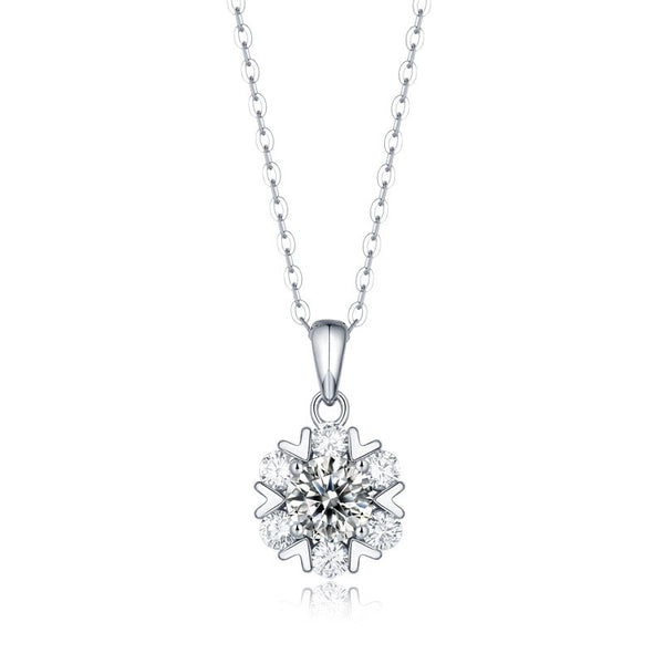 Lovcia Snowflake Moissanite CZ Necklace 1ct Sterling Silver-Necklaces-5 ct ( Certificate Included )-5 ct ( Certificate Included )