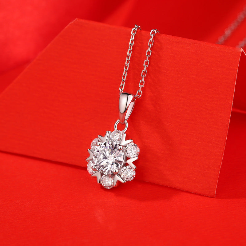 Lovcia Snowflake Moissanite CZ Necklace 1ct Sterling Silver-Necklaces-5 ct ( Certificate Included )-5 ct ( Certificate Included )