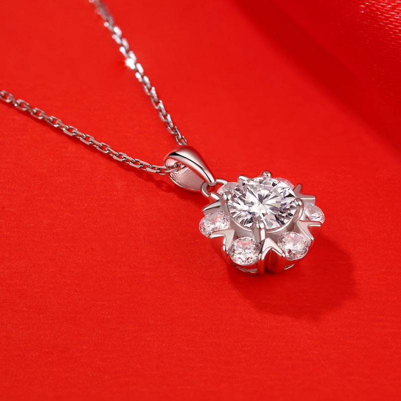 Lovcia Snowflake Moissanite CZ Necklace 1ct Sterling Silver-Necklaces-5 ct ( Certificate Included )-5 ct ( Certificate Included )