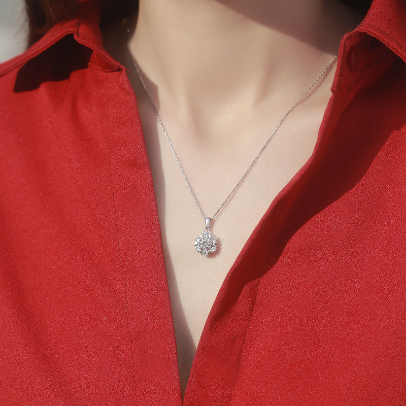 Lovcia Snowflake Moissanite CZ Necklace 1ct Sterling Silver-Necklaces-5 ct ( Certificate Included )-5 ct ( Certificate Included )
