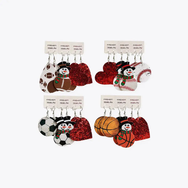 Lovcia Snowman, Ball, and Heart Earrings Set-Earrings-Style A-One Size-Style A