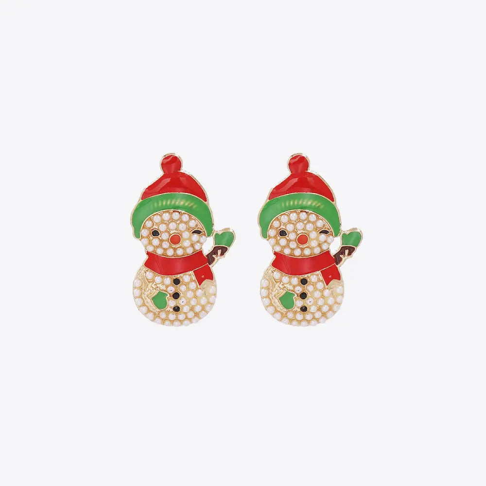 Lovcia Snowman Rhinestone Alloy Earrings-Earrings-Multicolor-One Size-Multicolor