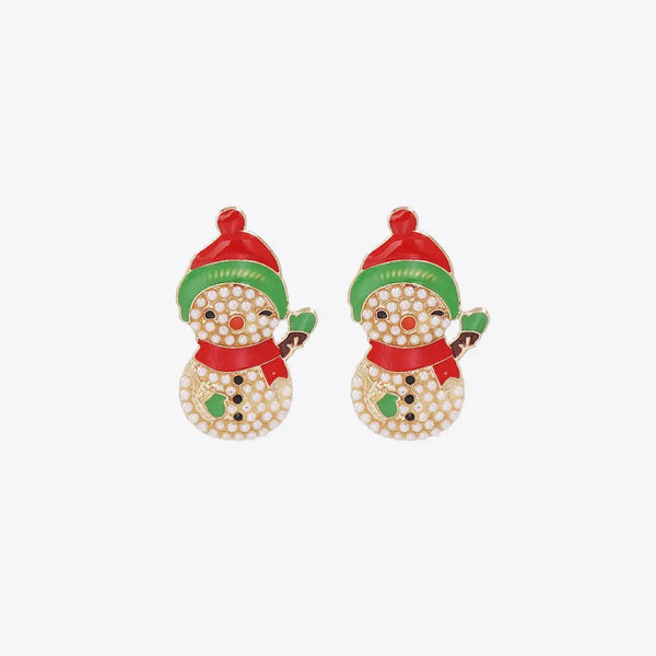 Lovcia Snowman Rhinestone Alloy Earrings-Earrings-Multicolor-One Size-Multicolor