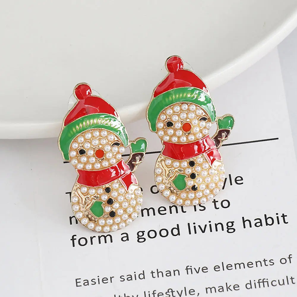 Lovcia Snowman Rhinestone Alloy Earrings-Earrings-Multicolor-One Size-Multicolor