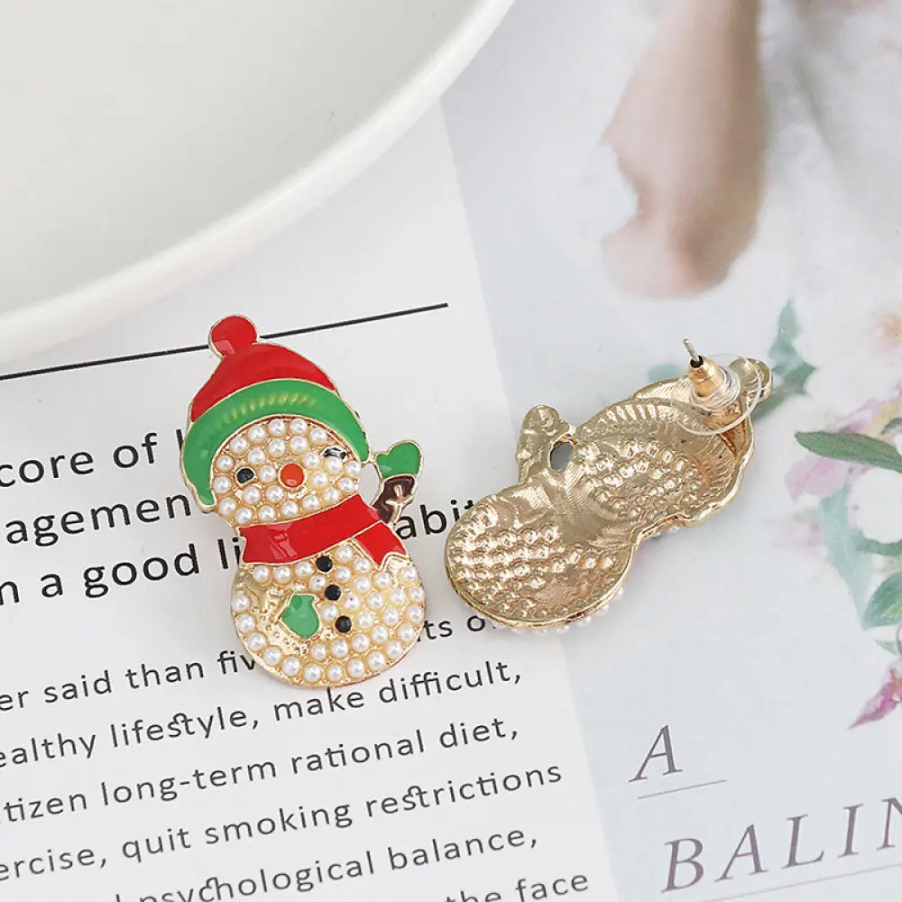 Lovcia Snowman Rhinestone Alloy Earrings-Earrings-Multicolor-One Size-Multicolor