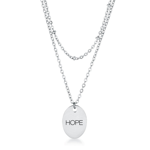 Lovcia Sophisticated Silver HOPE Pendant Necklace with Dual Chains-Necklaces-