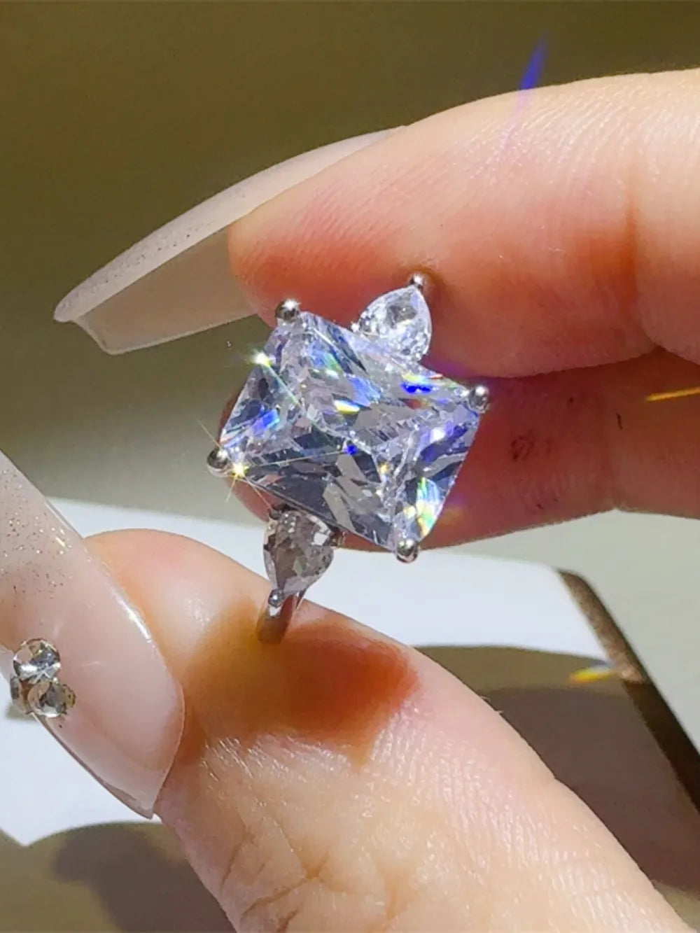 Lovcia Sovereign Light 3 Carat Moissanite 925 Sterling Silver Square Shape Ring for Women - Silver-5- - Buy latest trendy Rings for Women and Girls