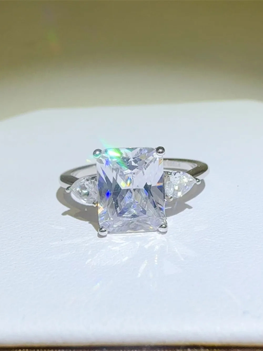 Lovcia Sovereign Light 3 Carat Moissanite 925 Sterling Silver Square Shape Ring for Women - Silver-5- - Buy latest trendy Rings for Women and Girls
