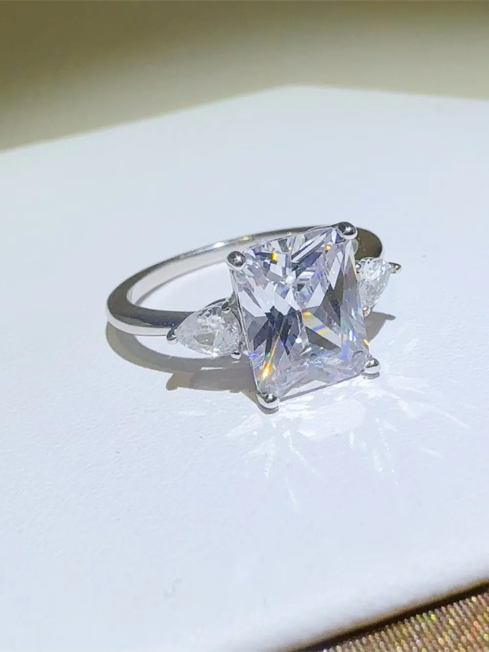 Lovcia Sovereign Light 3 Carat Moissanite 925 Sterling Silver Square Shape Ring for Women - Silver-5- - Buy latest trendy Rings for Women and Girls