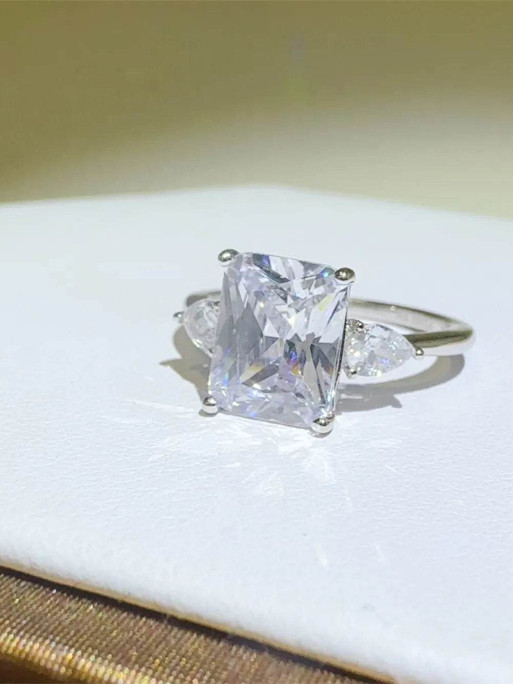 Lovcia Sovereign Light 3 Carat Moissanite 925 Sterling Silver Square Shape Ring for Women - Silver-5- - Buy latest trendy Rings for Women and Girls