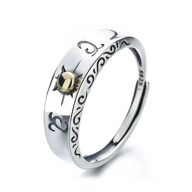 Lovcia Sovereign Solstice Sun Ray Sterling Silver Ring-Rings-Type A-Opening Adjustable-Type A