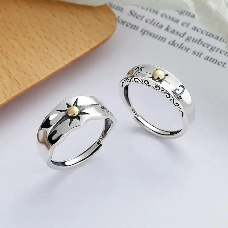 Lovcia Sovereign Solstice Sun Ray Sterling Silver Ring-Rings-Type A-Opening Adjustable-Type A