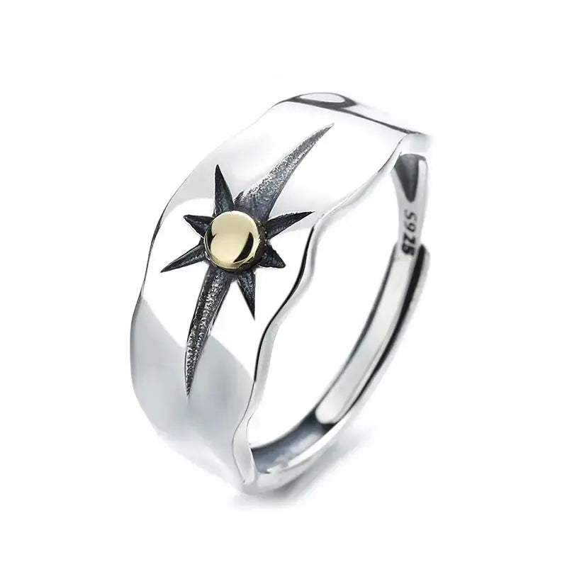 Lovcia Sovereign Solstice Sun Ray Sterling Silver Ring-Rings-Type A-Opening Adjustable-Type A