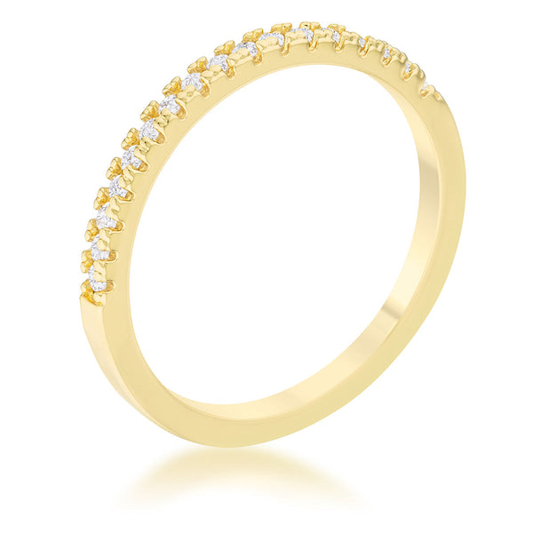 Lovcia Sparkling 0.11ct CZ 14k Gold Slimline Ring-Rings-5-5