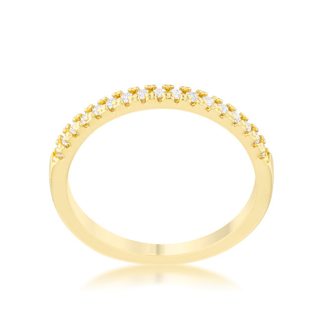 Lovcia Sparkling 0.11ct CZ 14k Gold Slimline Ring-Rings-5-5