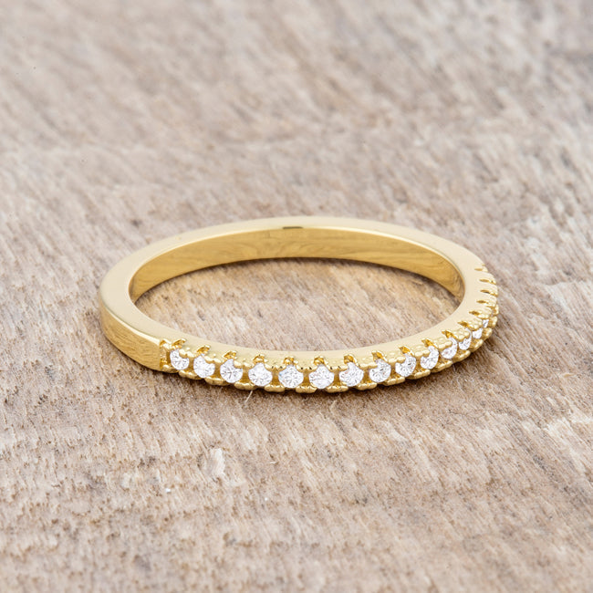 Lovcia Sparkling 0.11ct CZ 14k Gold Slimline Ring-Rings-5-5