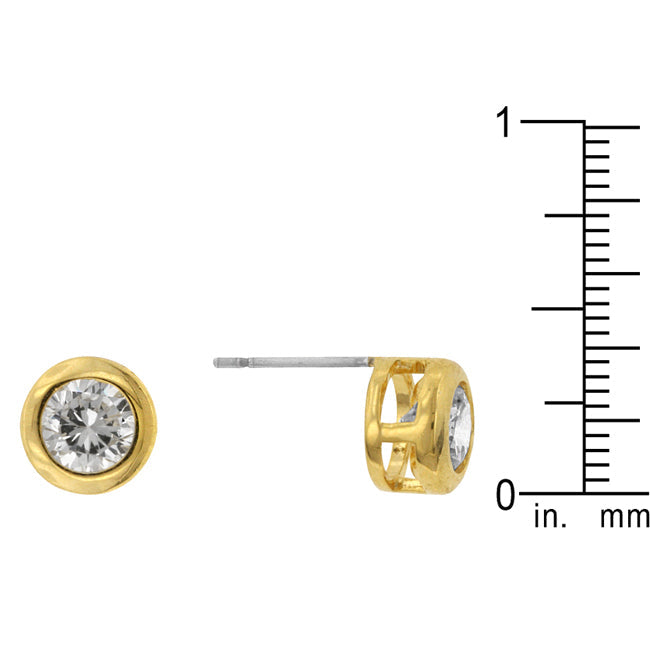 Lovcia Sparkling 18k Gold-Plated Bezel Zirconia Studs-Earrings-