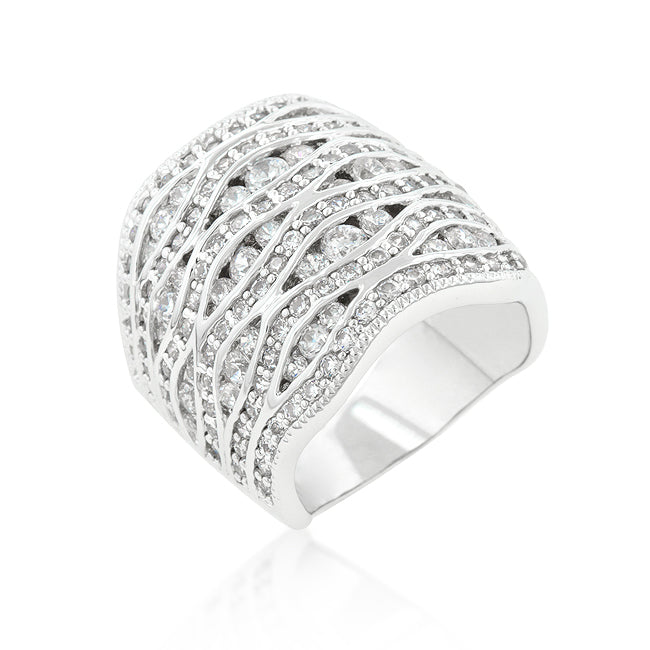 Lovcia Sparkling Abstract Pave Ring with Cubic Zirconia-Rings-5-5