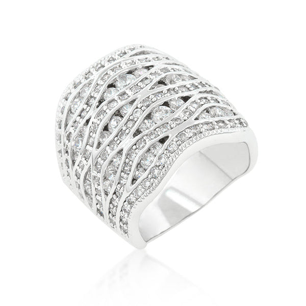 Lovcia Sparkling Abstract Pave Ring with Cubic Zirconia-Rings-5-5
