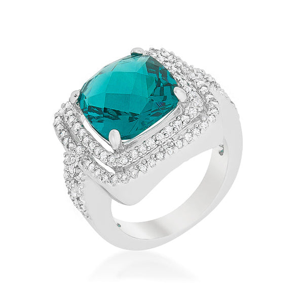 Lovcia Sparkling Aqua Bridal Cocktail Ring-Rings-5-5