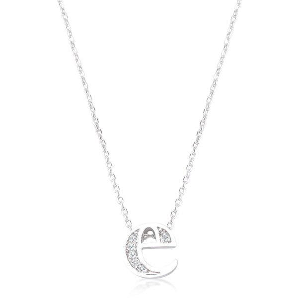 Lovcia Sparkling Cubic Zirconia E Letter Initial Necklace-Pendants-