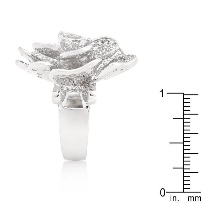 Lovcia Sparkling Cubic Zirconia Flower Statement Ring-Rings-5-5