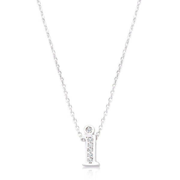 Lovcia Sparkling Cubic Zirconia I Letter Initial Necklace-Pendants-