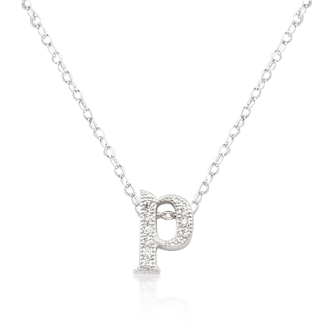 Lovcia Sparkling Cubic Zirconia Initial P Necklace-Pendants-