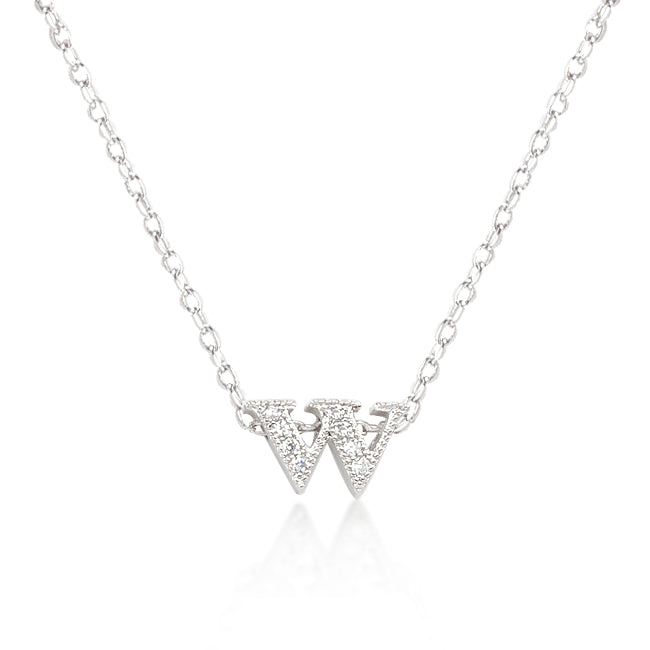 Lovcia Sparkling Cubic Zirconia Initial W Necklace-Pendants-