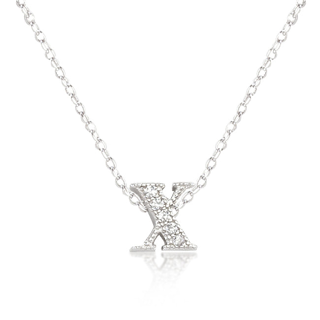 Lovcia Sparkling Cubic Zirconia X Initial Necklace-Pendants-