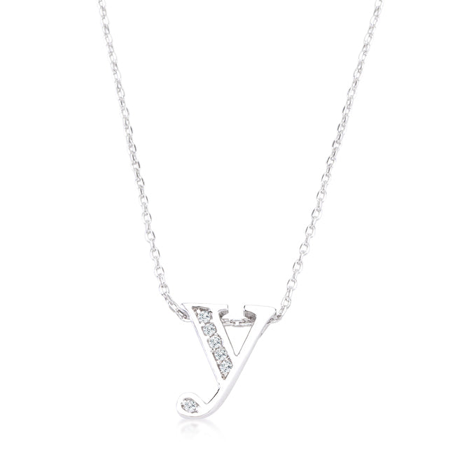 Lovcia Sparkling Cubic Zirconia Y Letter Initial Necklace-Pendants-