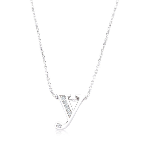 Lovcia Sparkling Cubic Zirconia Y Letter Initial Necklace-Pendants-