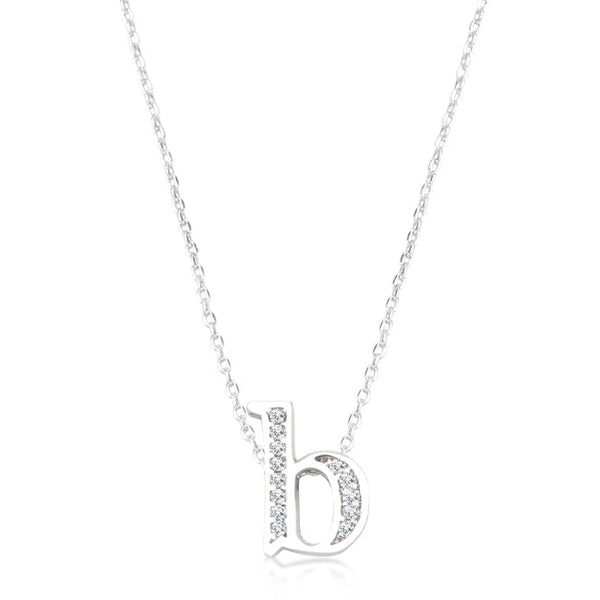 Lovcia Sparkling CZ Silver B Letter Initial Necklace-Pendants-