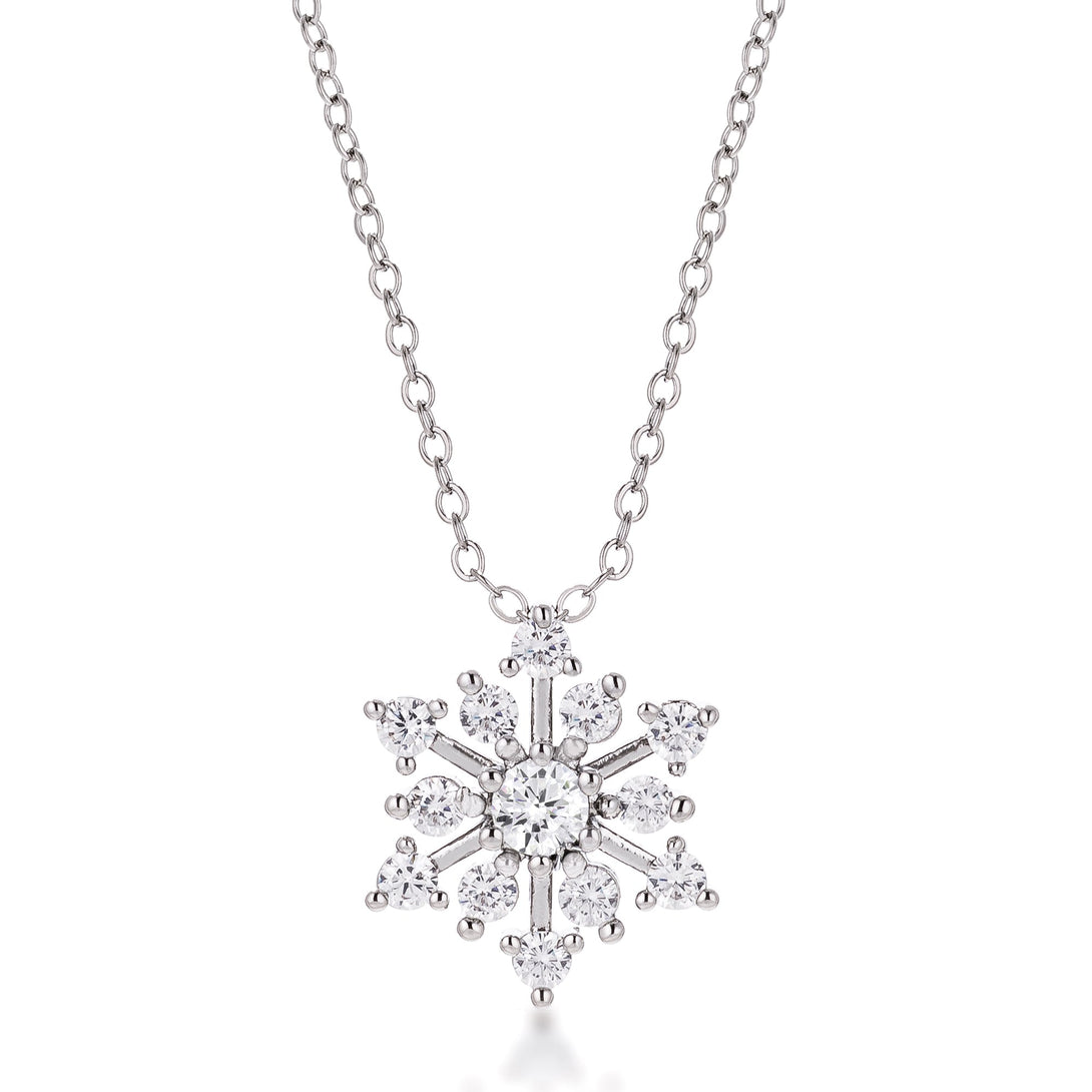 Lovcia Sparkling CZ Snowflake Pendant Necklace-Pendants-