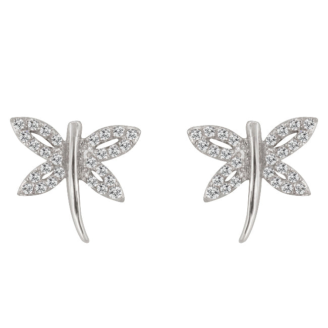 Lovcia Sparkling Dragonfly Cubic Zirconia Studs-Earrings-