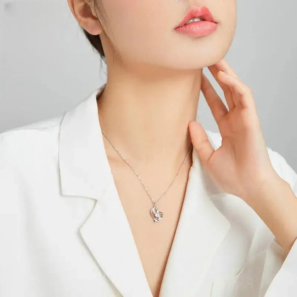 Lovcia Sparkling Heartbeat Hollow Inlaid Zircon Sterling Silver Necklace for Women-Necklaces-Silver-925 Silver-Silver