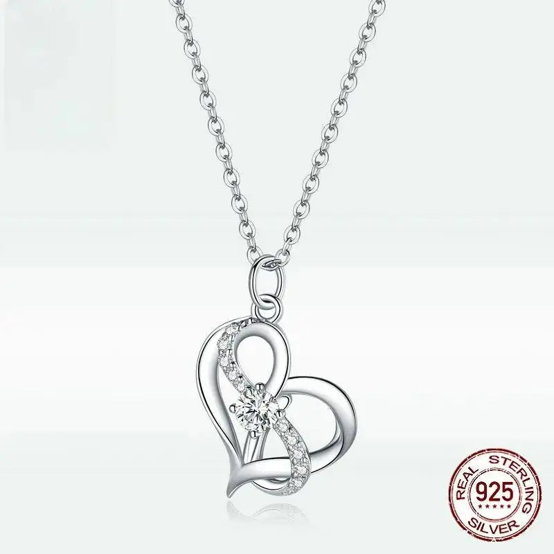 Lovcia Sparkling Heartbeat Hollow Inlaid Zircon Sterling Silver Necklace for Women-Necklaces-Silver-925 Silver-Silver