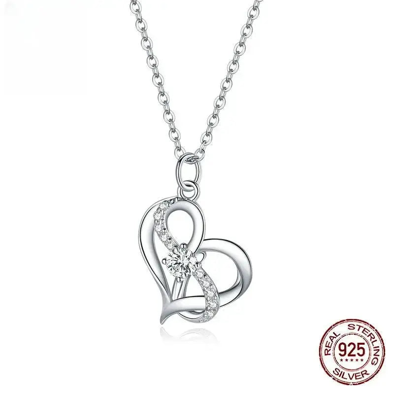 Lovcia Sparkling Heartbeat Hollow Inlaid Zircon Sterling Silver Necklace for Women-Necklaces-Silver-925 Silver-Silver