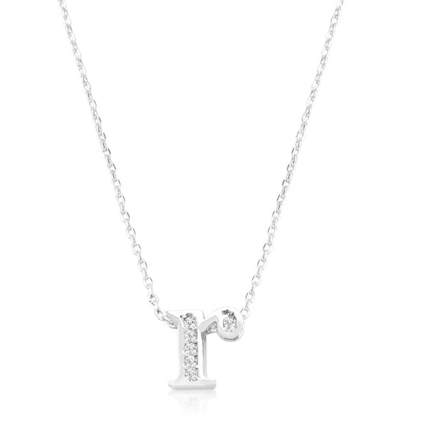 Lovcia Sparkling Pave Cubic Zirconia R Letter Initial Necklace-Pendants-