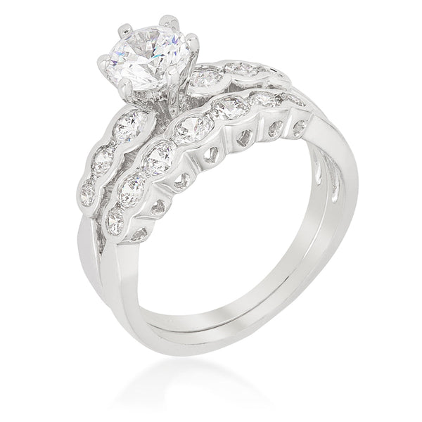 Lovcia Sparkling Platinum-Luster Bridal Ring Set-Rings-5-5