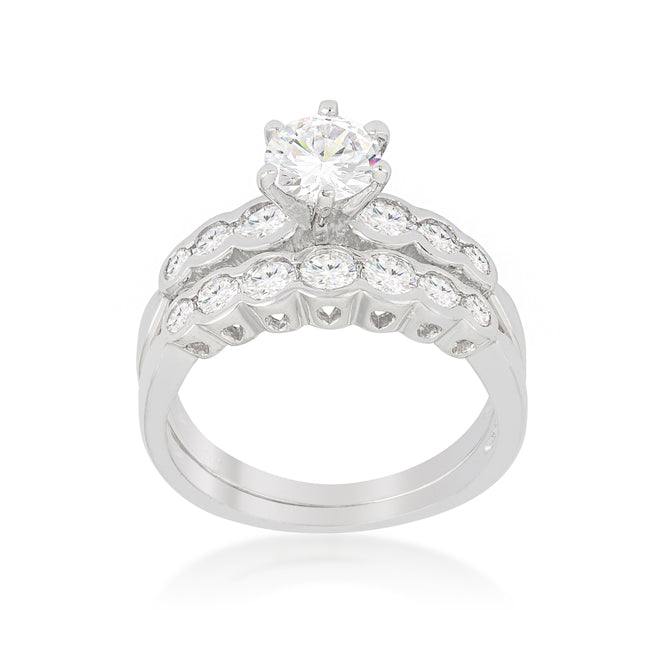 Lovcia Sparkling Platinum-Luster Bridal Ring Set-Rings-5-5
