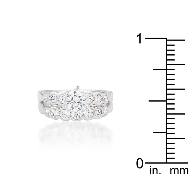 Lovcia Sparkling Platinum-Luster Bridal Ring Set-Rings-5-5