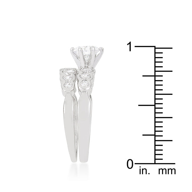 Lovcia Sparkling Platinum-Luster Bridal Ring Set-Rings-5-5