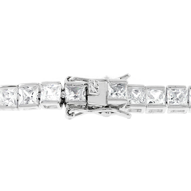 Lovcia Sparkling Princess Cut Zirconia Rhodium Tennis Bracelet-Bracelets-