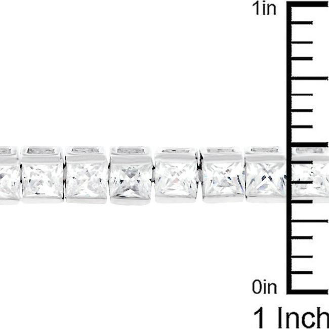 Lovcia Sparkling Princess Cut Zirconia Rhodium Tennis Bracelet-Bracelets-