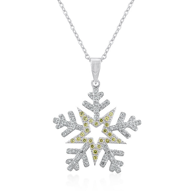 Lovcia Sparkling Rhodium Snowflake Necklace-Pendants-