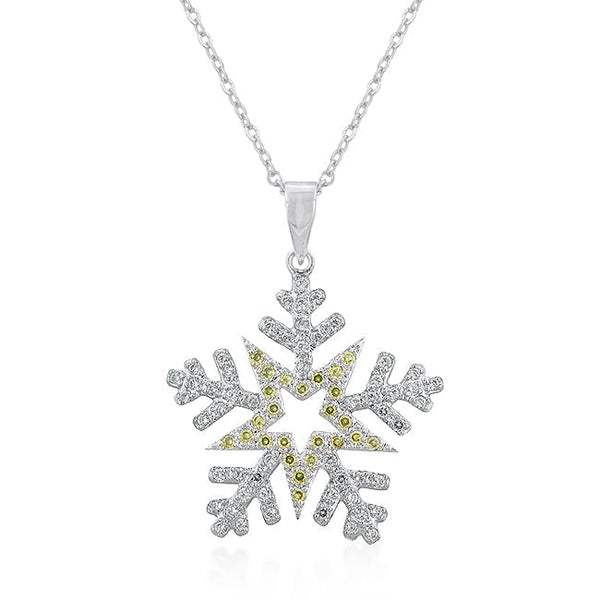 Lovcia Sparkling Rhodium Snowflake Necklace-Pendants-